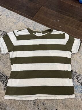 Copper Key Olive Green & White Striped Short Sleeve Tee